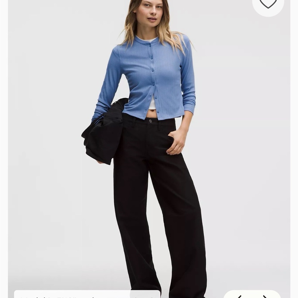 Blue Ribbed Button-Up Cardigan